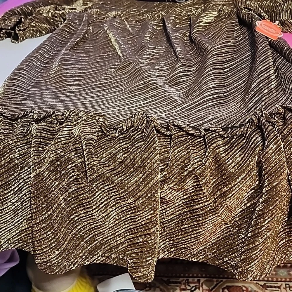 WONDER NATION  GIRLS METALLIC BABYDOLL DRESS 👗 - Picture 5 of 9